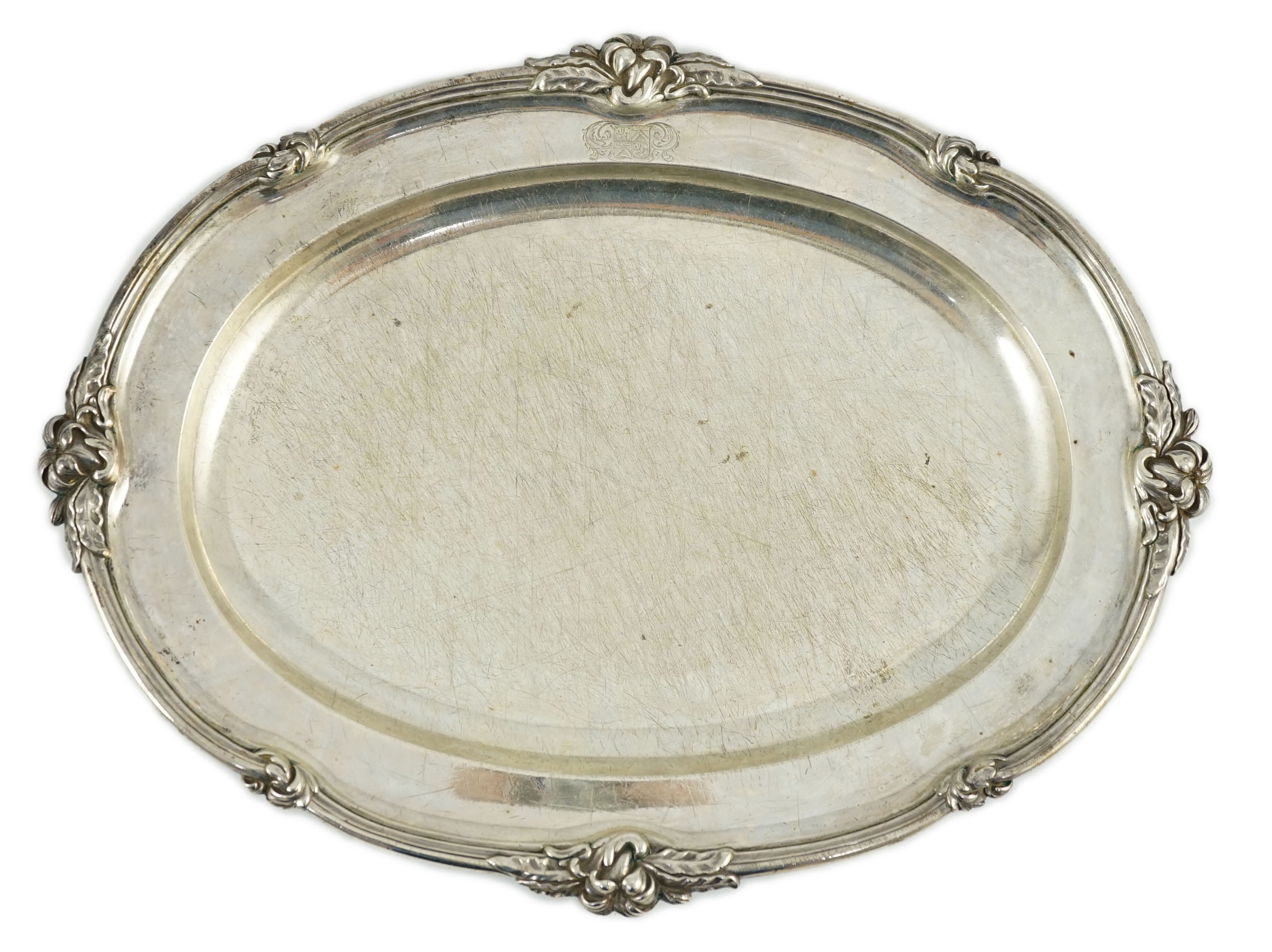 A William IV oval silver meat dish by William Kerr Reid